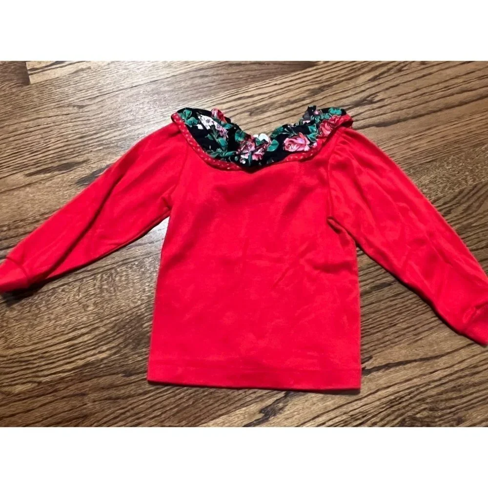 Liberty | Red Floral Top Vintage Sz 5 Made‎ in the USA